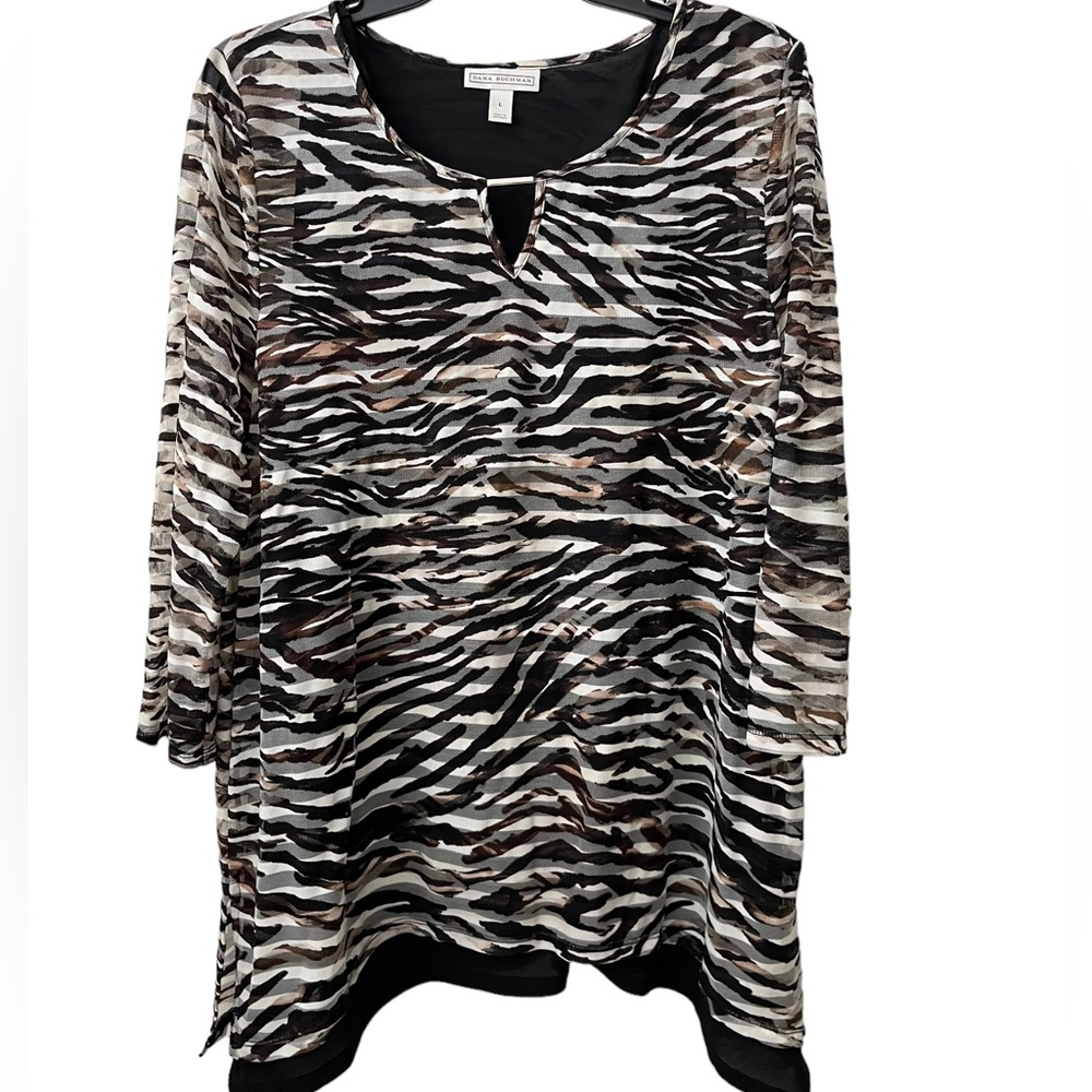 Dana Buchman Animal Print Blouse Size L - Picture 1 of 4